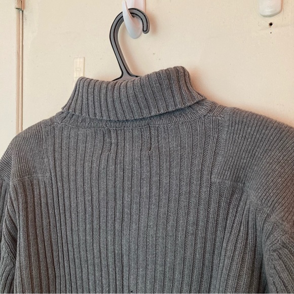 Point Zero grey ribbed long-sleeve turtleneck pullover sweater with cool detail - Picture 8 of 9